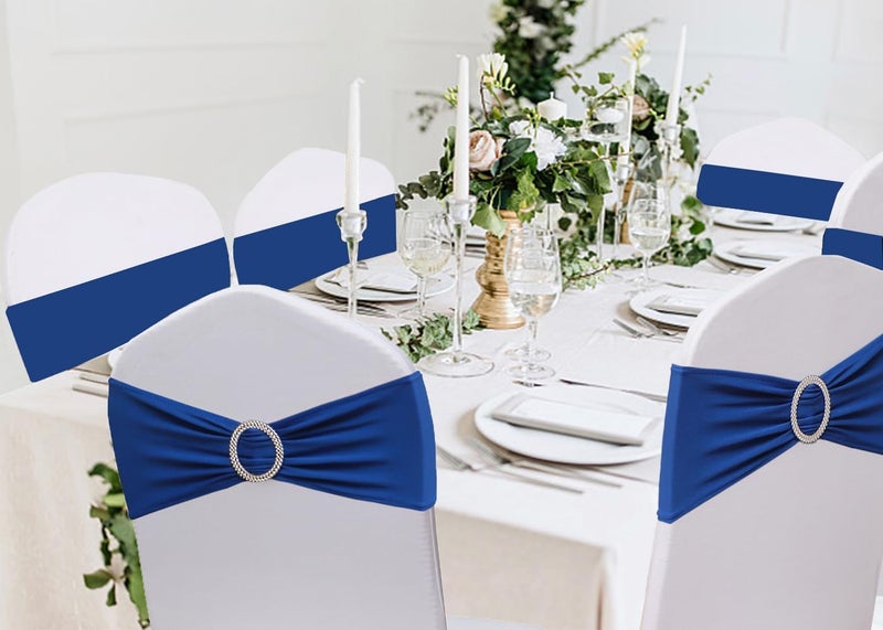 JFDYDM 50 Pack Royal Blue Chair Sashes, Blue Chair Bands with Buckle Slider, Chair Bows for Party Wedding Birthday Decor - Image 4